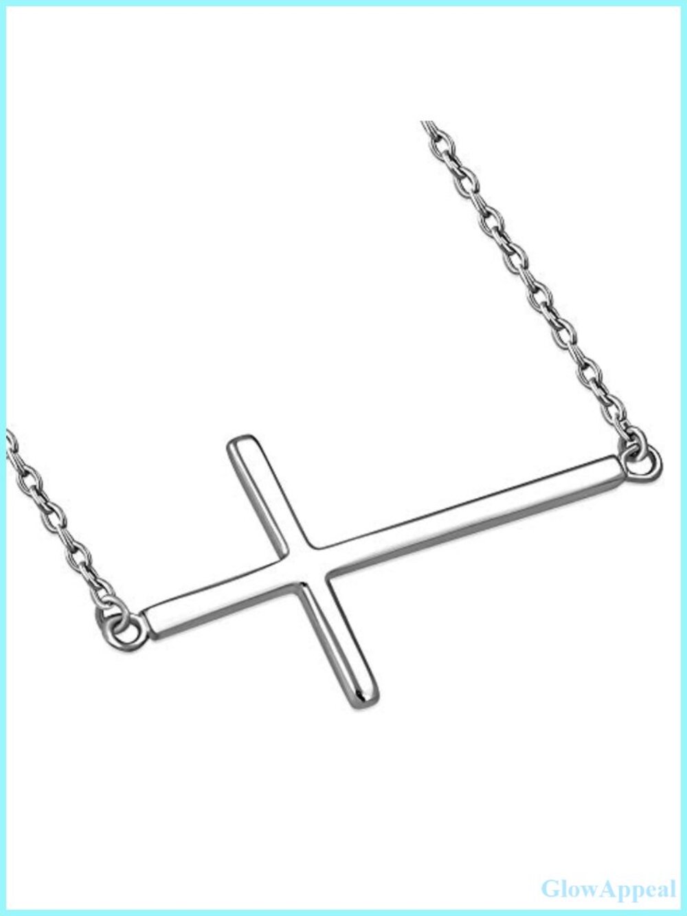 925 Sterling Silver Sideways Cross Necklace Adjustable Chain
